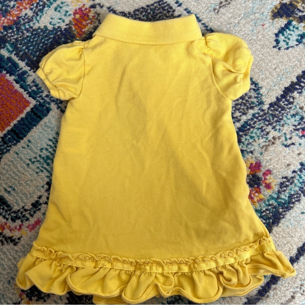 Ralph Lauren Baby Girl Yellow Ruffle Polo Dress Size 6M - Picture 3 of 3